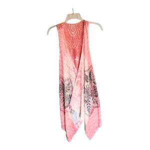 Doral Women's Floral Print Embroidered Sleeveless  Peachy PinkVest Size Small